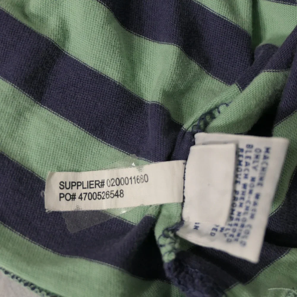 Vintage 90s Polo Ralph Lauren Mens T Shirt L Green Blue Striped Distressed Y2K